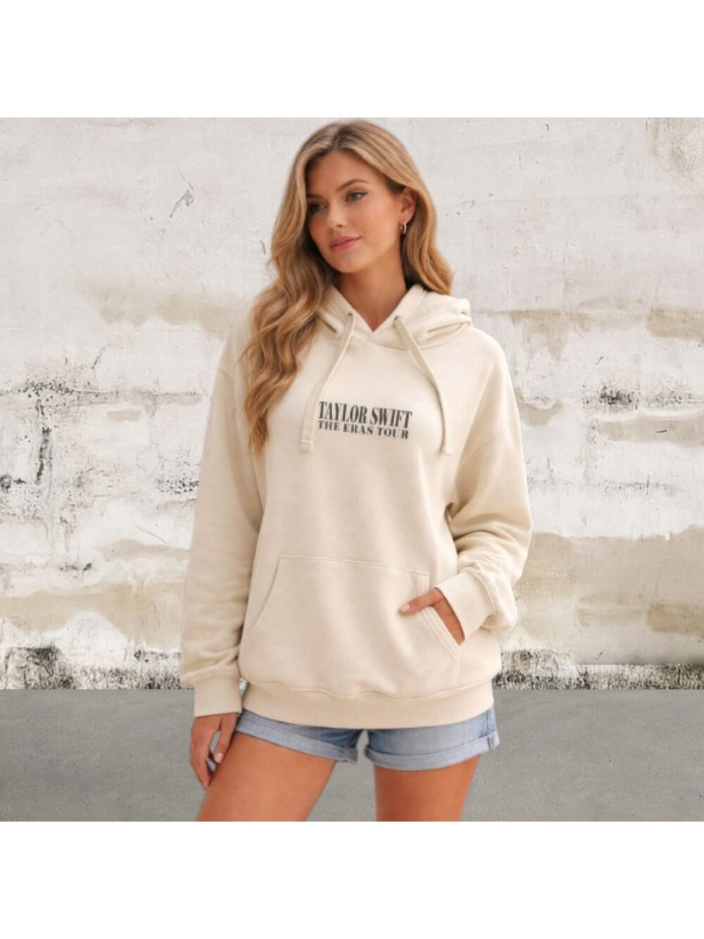 Taylor Swift The Eras Tour Beige Hoodie Size Large